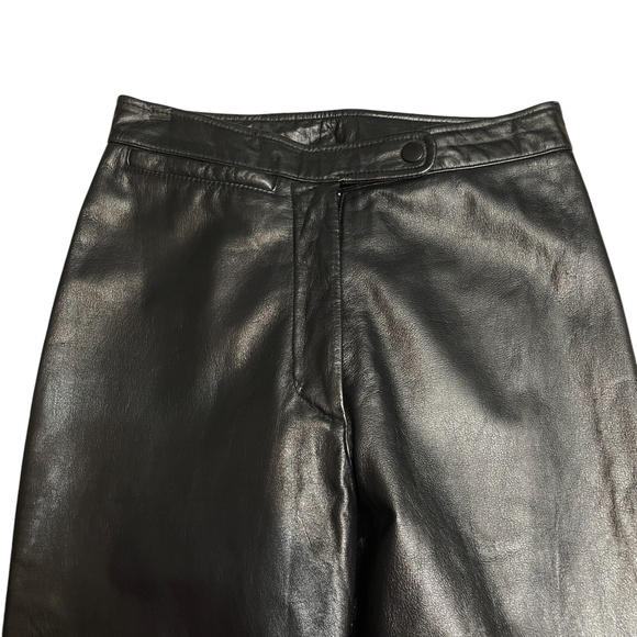 Black Straight Leg Leather Pants - Picture 5 of 6